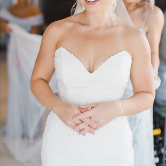 Anne barge Blue Willow mermaid wedding gown dress floral appliqué - Picture 12 of 13